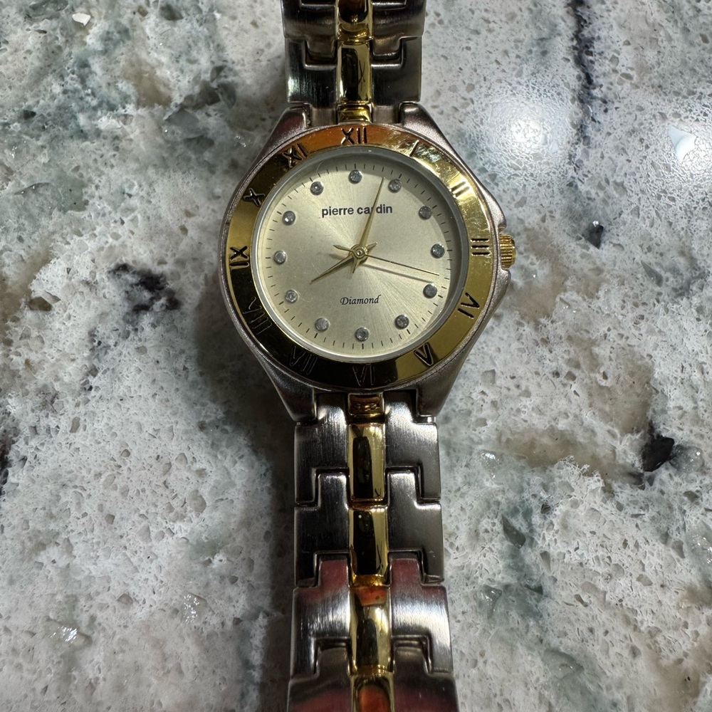 024 Pierre Cardin Ladies Watch Diamond Accent Quartz Two Tone Watch Working
